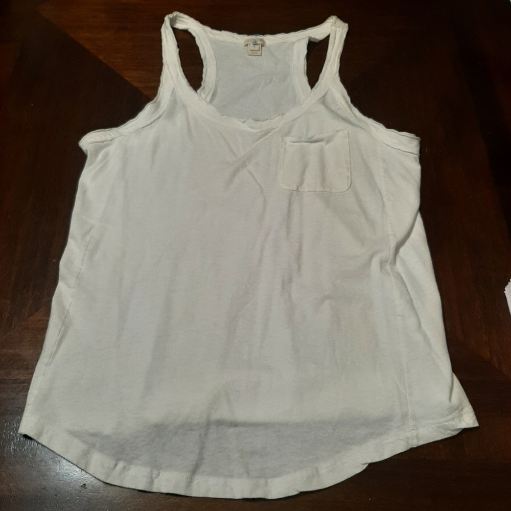 J. Crew White Boxer Sleeveless Tank Top Cotton Linen Blend Small